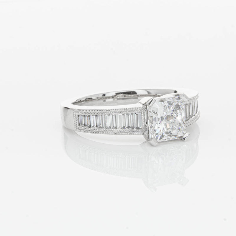 18ct White Gold 1.50ct Radiant Cut Diamond Ring-Ring-Walker & Hall