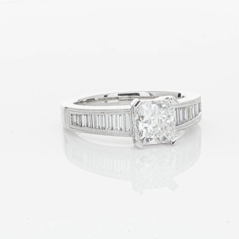 18ct White Gold 1.50ct Radiant Cut Diamond Ring-Ring-Walker & Hall