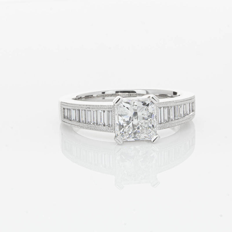 18ct White Gold 1.50ct Radiant Cut Diamond Ring-Ring-Walker & Hall