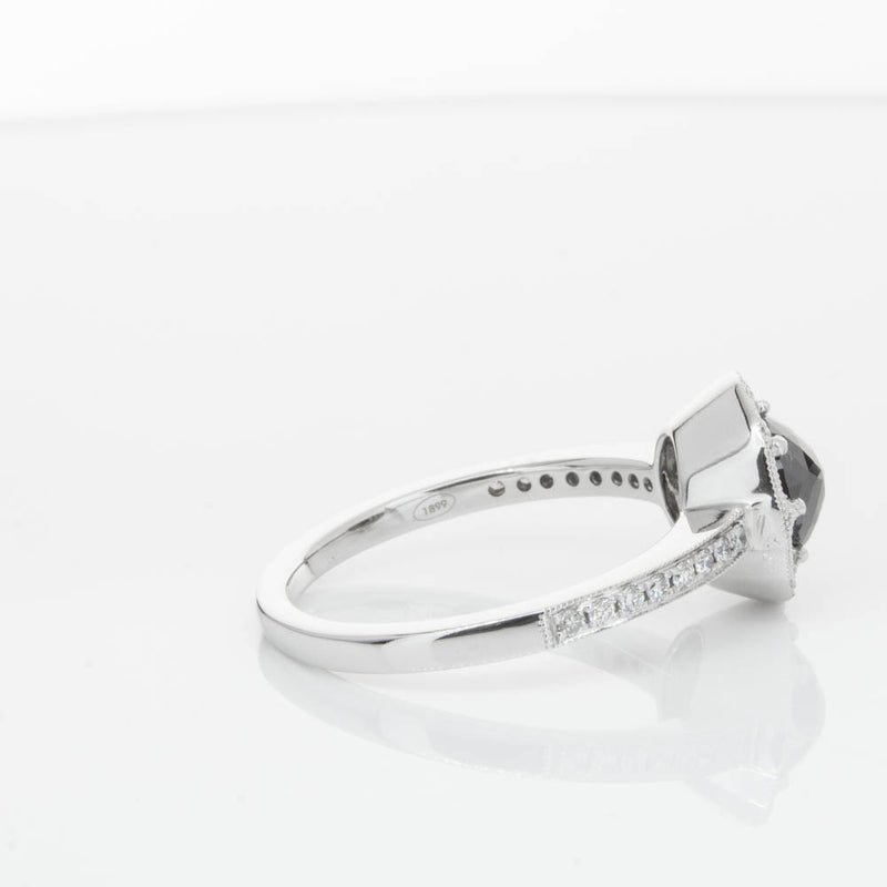 18ct White Gold Black Diamond Ring-Ring-Walker & Hall