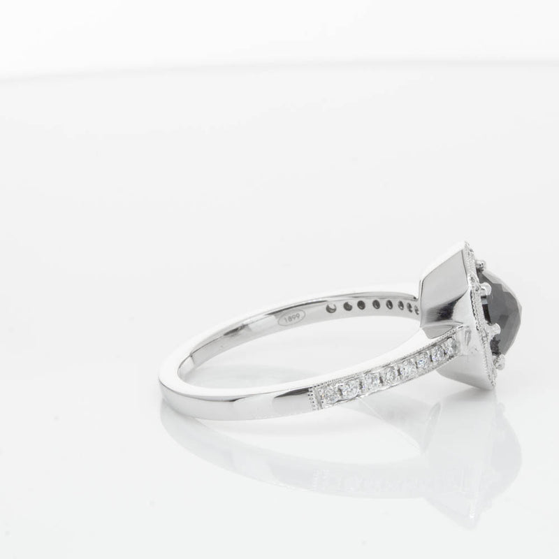 18ct White Gold Black Diamond Ring-Ring-Walker & Hall