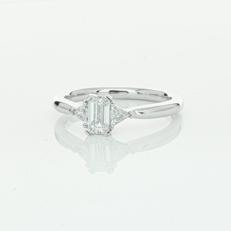 18ct White Gold .50ct Emerald Cut Diamond Ring-Ring-Walker & Hall