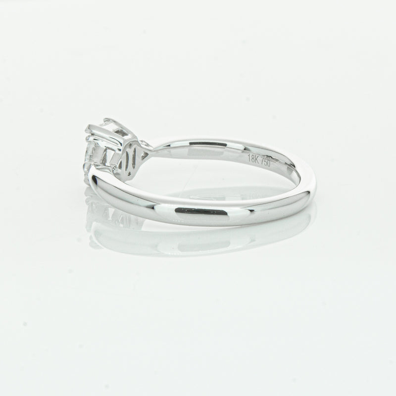 18ct White Gold .50ct Emerald Cut Diamond Ring-Ring-Walker & Hall