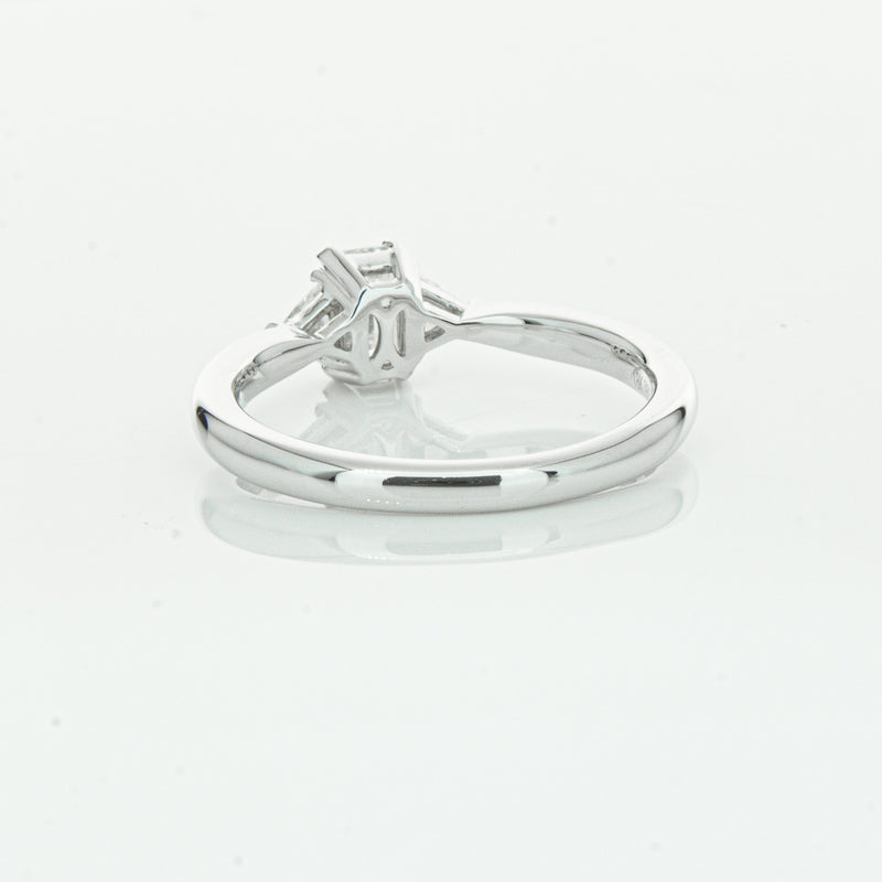 18ct White Gold .50ct Emerald Cut Diamond Ring-Ring-Walker & Hall