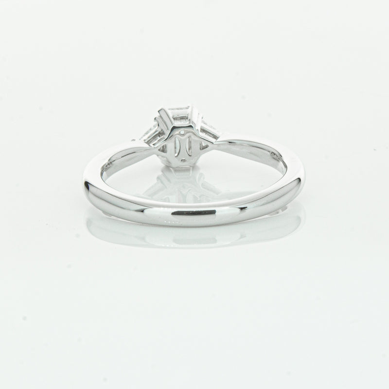 18ct White Gold .50ct Emerald Cut Diamond Ring-Ring-Walker & Hall