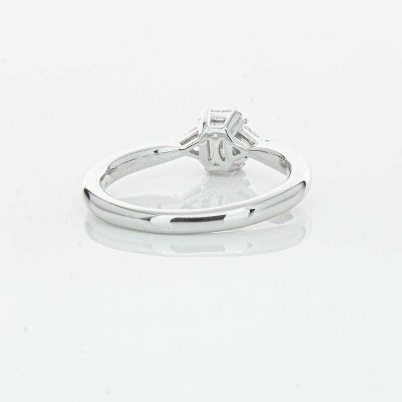 18ct White Gold .50ct Emerald Cut Diamond Ring-Ring-Walker & Hall