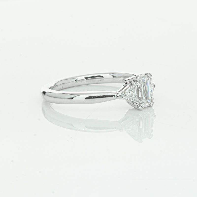 18ct White Gold .50ct Emerald Cut Diamond Ring-Ring-Walker & Hall