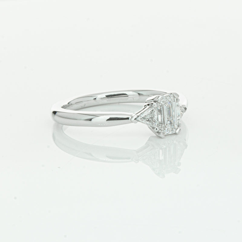 18ct White Gold .50ct Emerald Cut Diamond Ring-Ring-Walker & Hall