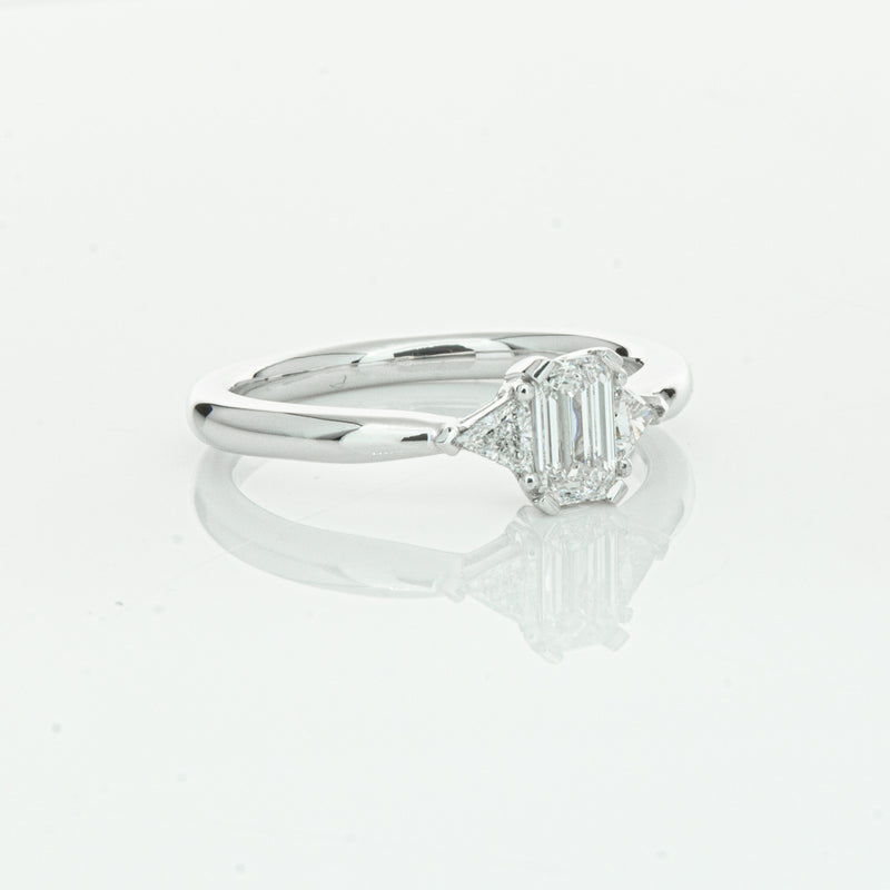 18ct White Gold .50ct Emerald Cut Diamond Ring-Ring-Walker & Hall