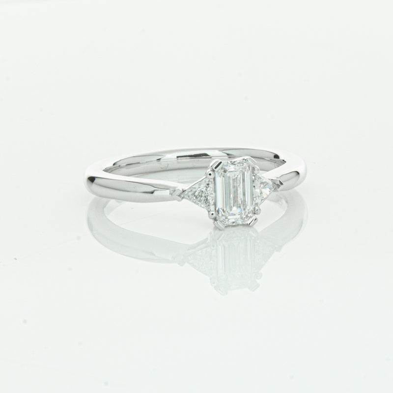 18ct White Gold .50ct Emerald Cut Diamond Ring-Ring-Walker & Hall