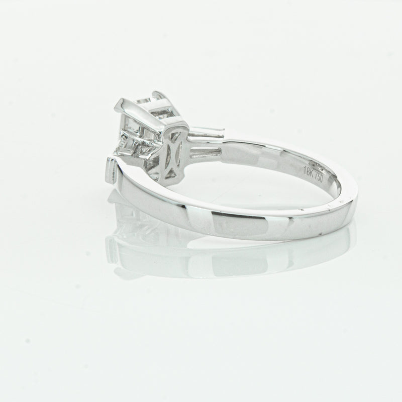 18ct White Gold Emerald Cut Diamond Three Stone Ring-Ring-Walker & Hall