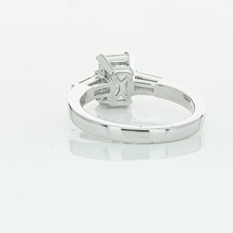 18ct White Gold Emerald Cut Diamond Three Stone Ring-Ring-Walker & Hall