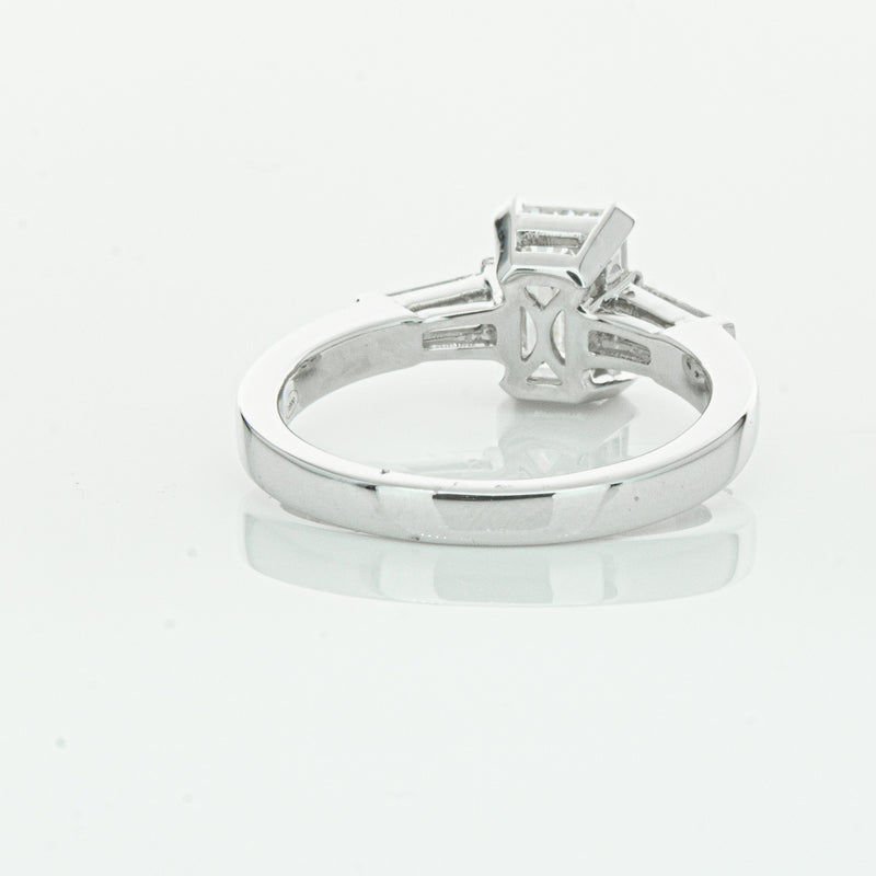 18ct White Gold Emerald Cut Diamond Three Stone Ring-Ring-Walker & Hall