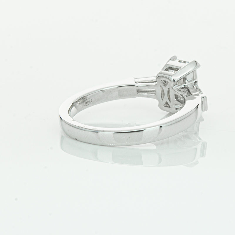 18ct White Gold Emerald Cut Diamond Three Stone Ring-Ring-Walker & Hall