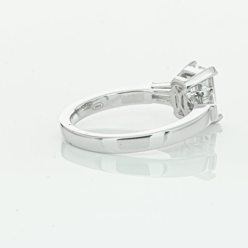 18ct White Gold Emerald Cut Diamond Three Stone Ring-Ring-Walker & Hall