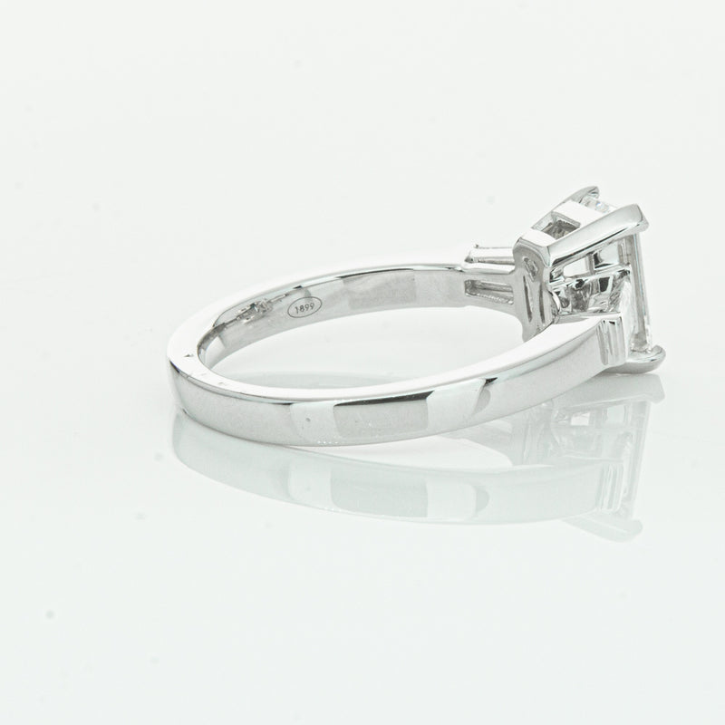 18ct White Gold Emerald Cut Diamond Three Stone Ring-Ring-Walker & Hall