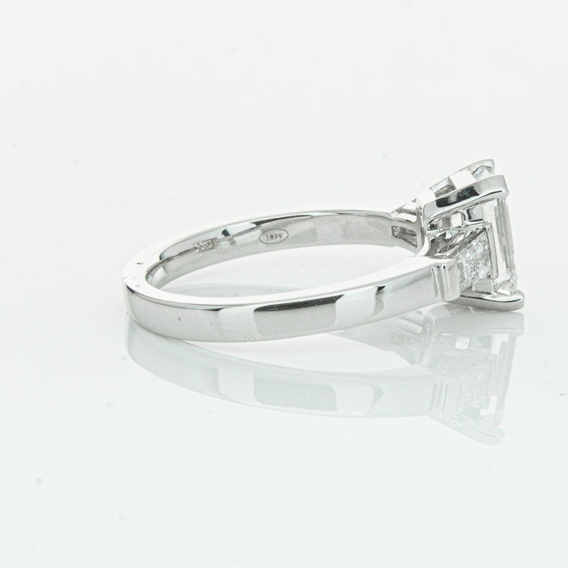 18ct White Gold Emerald Cut Diamond Three Stone Ring-Ring-Walker & Hall