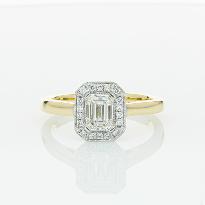 18ct Yellow Gold .70ct Emerald Cut Diamond Empire Ring-Ring-Walker & Hall