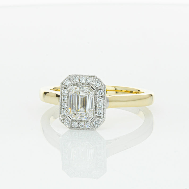 18ct Yellow Gold .70ct Emerald Cut Diamond Empire Ring-Ring-Walker & Hall