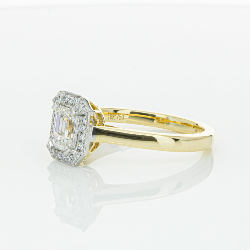 18ct Yellow Gold .70ct Emerald Cut Diamond Empire Ring-Ring-Walker & Hall