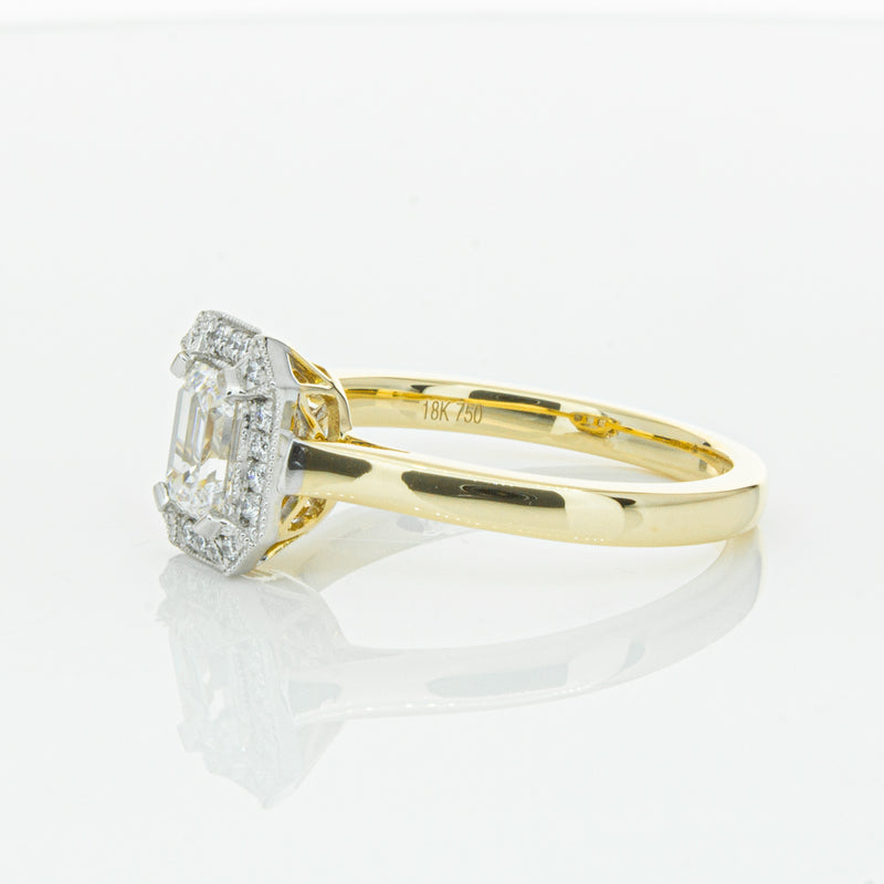 18ct Yellow Gold .70ct Emerald Cut Diamond Empire Ring-Ring-Walker & Hall