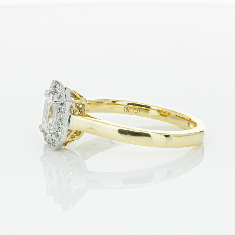 18ct Yellow Gold .70ct Emerald Cut Diamond Empire Ring-Ring-Walker & Hall