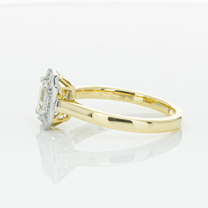 18ct Yellow Gold .70ct Emerald Cut Diamond Empire Ring-Ring-Walker & Hall