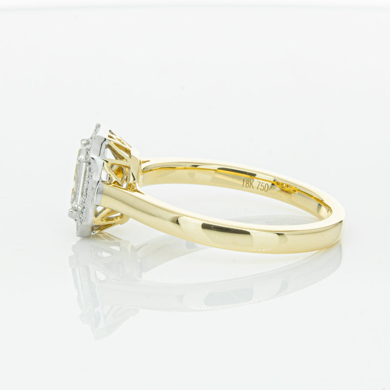 18ct Yellow Gold .70ct Emerald Cut Diamond Empire Ring-Ring-Walker & Hall