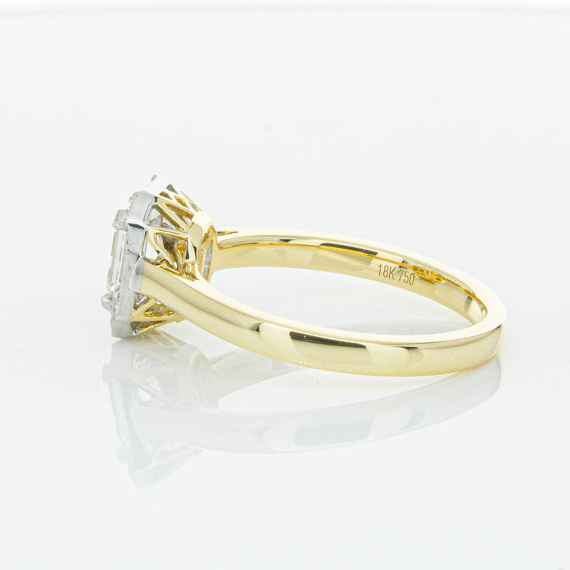 18ct Yellow Gold .70ct Emerald Cut Diamond Empire Ring-Ring-Walker & Hall