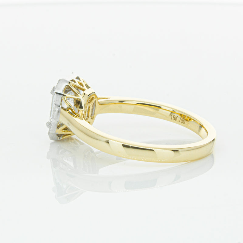 18ct Yellow Gold .70ct Emerald Cut Diamond Empire Ring-Ring-Walker & Hall