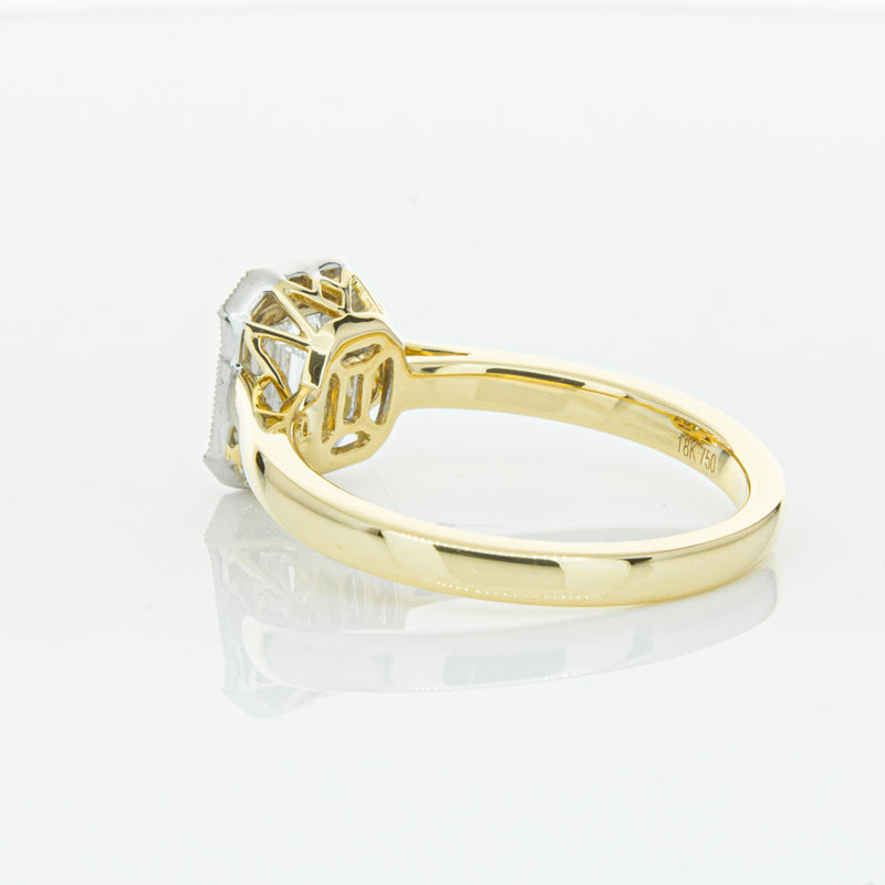 18ct Yellow Gold .70ct Emerald Cut Diamond Empire Ring-Ring-Walker & Hall