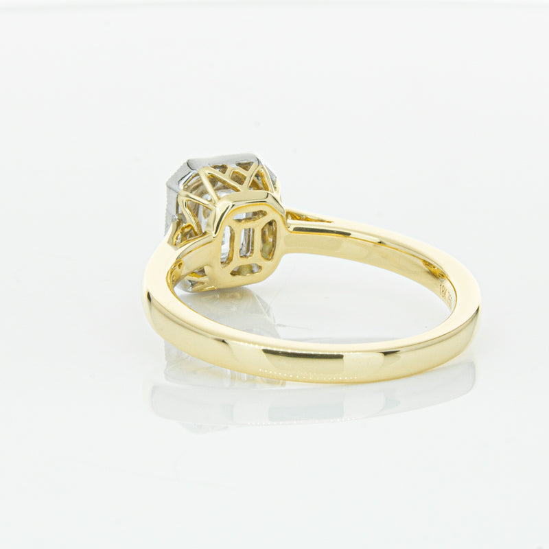 18ct Yellow Gold .70ct Emerald Cut Diamond Empire Ring-Ring-Walker & Hall