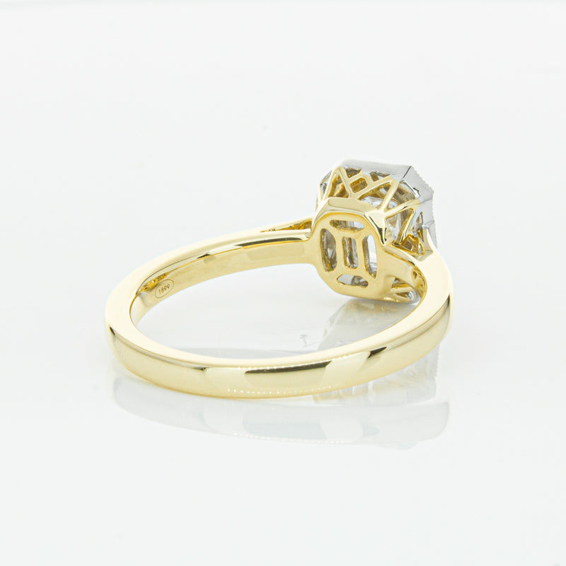 18ct Yellow Gold .70ct Emerald Cut Diamond Empire Ring-Ring-Walker & Hall