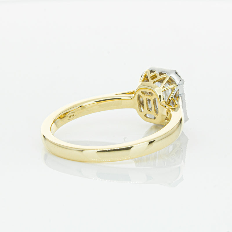 18ct Yellow Gold .70ct Emerald Cut Diamond Empire Ring-Ring-Walker & Hall