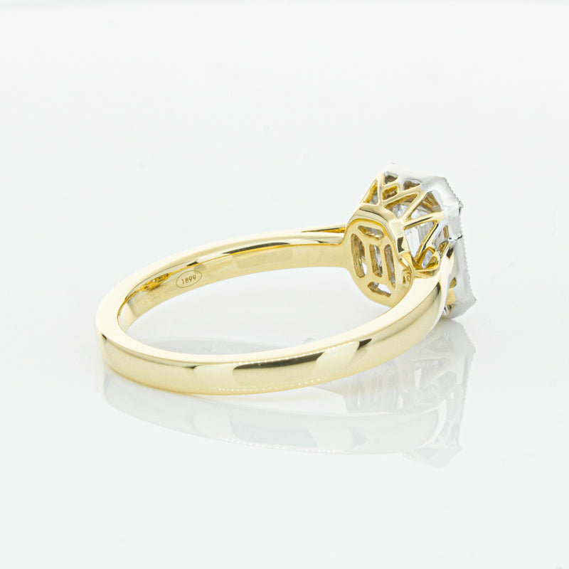 18ct Yellow Gold .70ct Emerald Cut Diamond Empire Ring-Ring-Walker & Hall