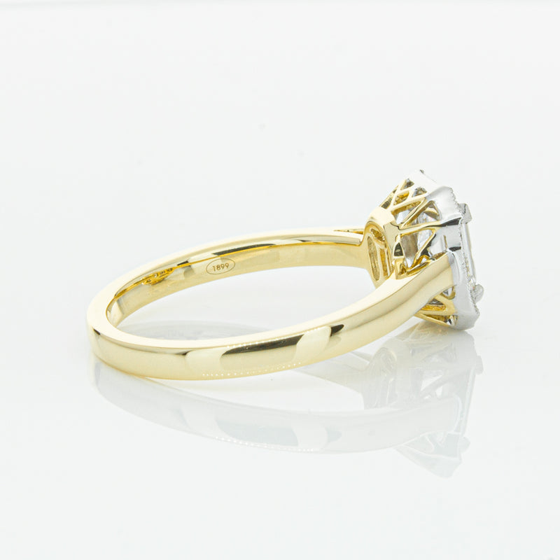 18ct Yellow Gold .70ct Emerald Cut Diamond Empire Ring-Ring-Walker & Hall