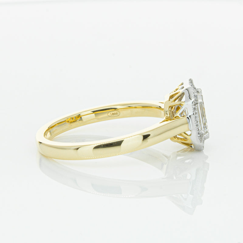 18ct Yellow Gold .70ct Emerald Cut Diamond Empire Ring-Ring-Walker & Hall