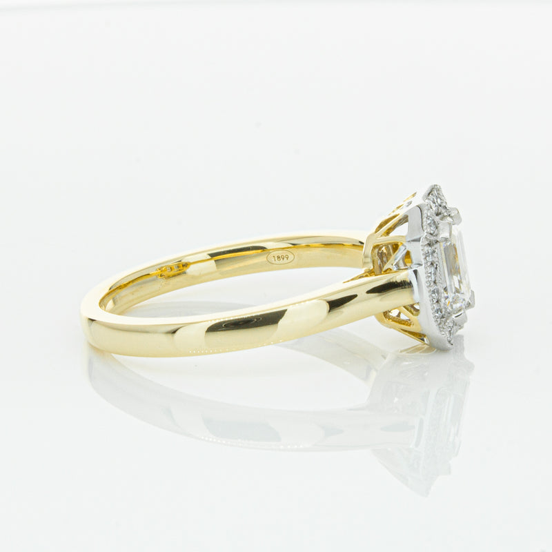 18ct Yellow Gold .70ct Emerald Cut Diamond Empire Ring-Ring-Walker & Hall