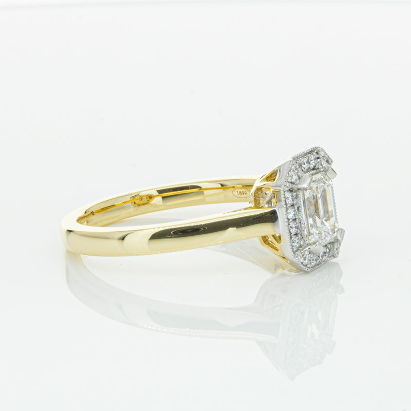 18ct Yellow Gold .70ct Emerald Cut Diamond Empire Ring-Ring-Walker & Hall