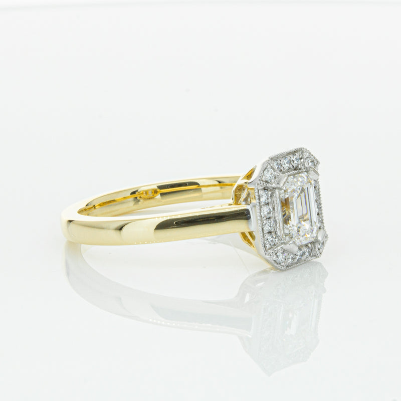 18ct Yellow Gold .70ct Emerald Cut Diamond Empire Ring-Ring-Walker & Hall