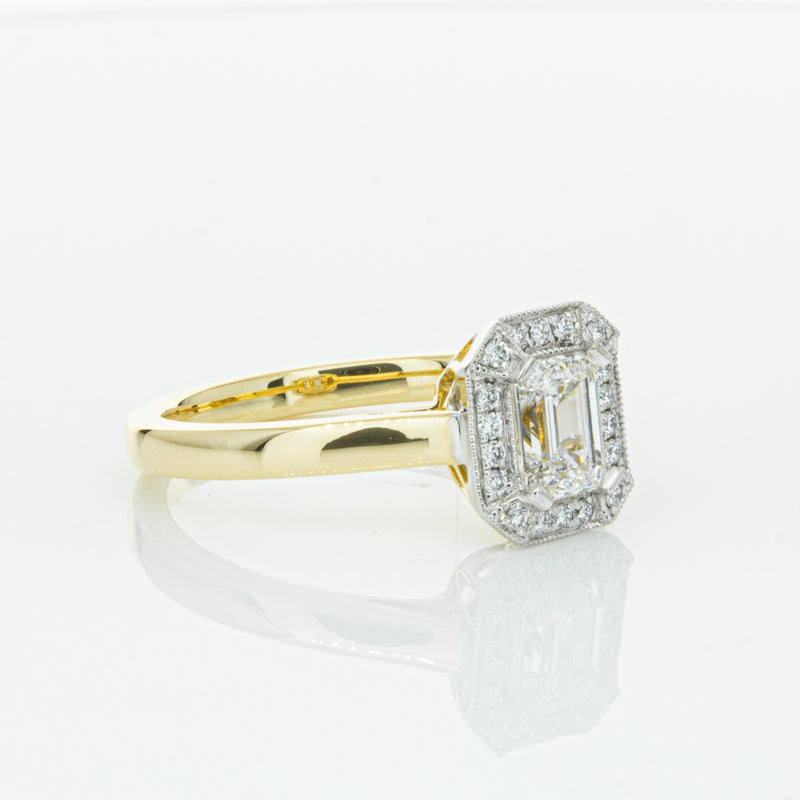 18ct Yellow Gold .70ct Emerald Cut Diamond Empire Ring-Ring-Walker & Hall