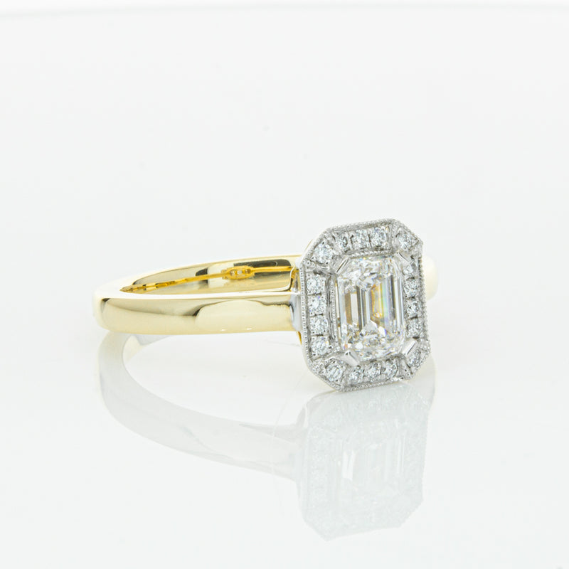 18ct Yellow Gold .70ct Emerald Cut Diamond Empire Ring-Ring-Walker & Hall