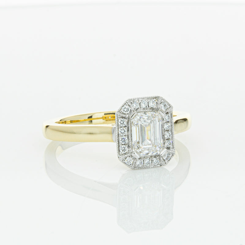 18ct Yellow Gold .70ct Emerald Cut Diamond Empire Ring-Ring-Walker & Hall