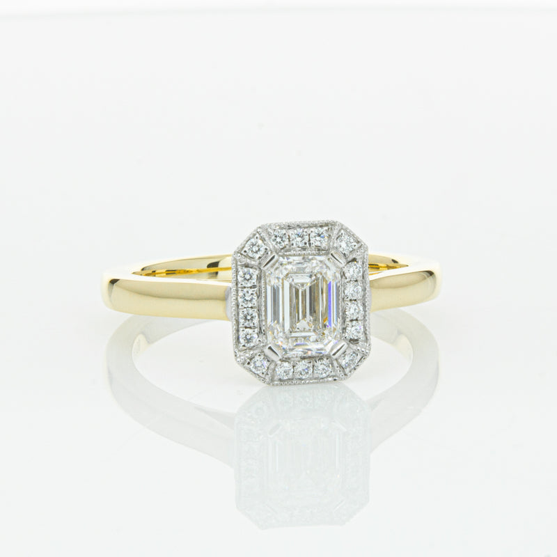 18ct Yellow Gold .70ct Emerald Cut Diamond Empire Ring-Ring-Walker & Hall