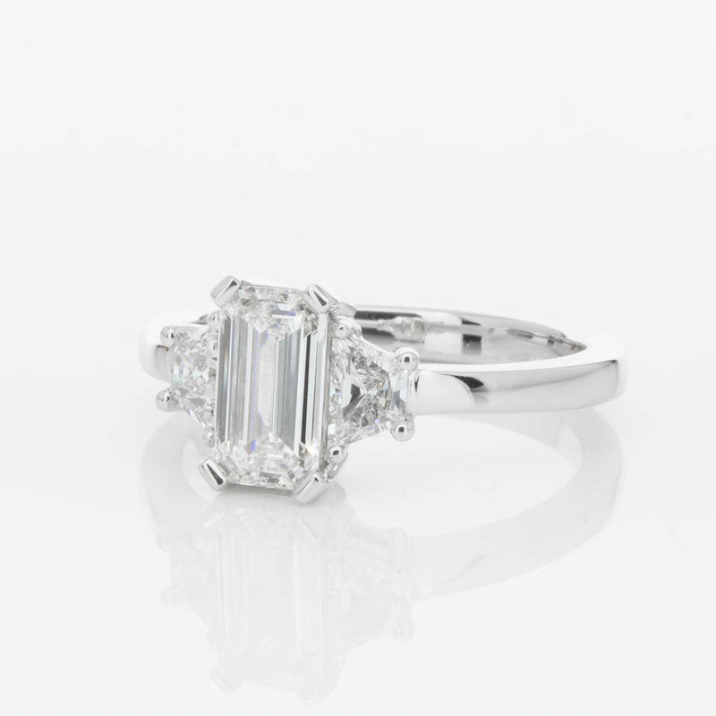 18ct White Gold Emerald Cut Diamond Odyssey Ring-Ring-Walker & Hall