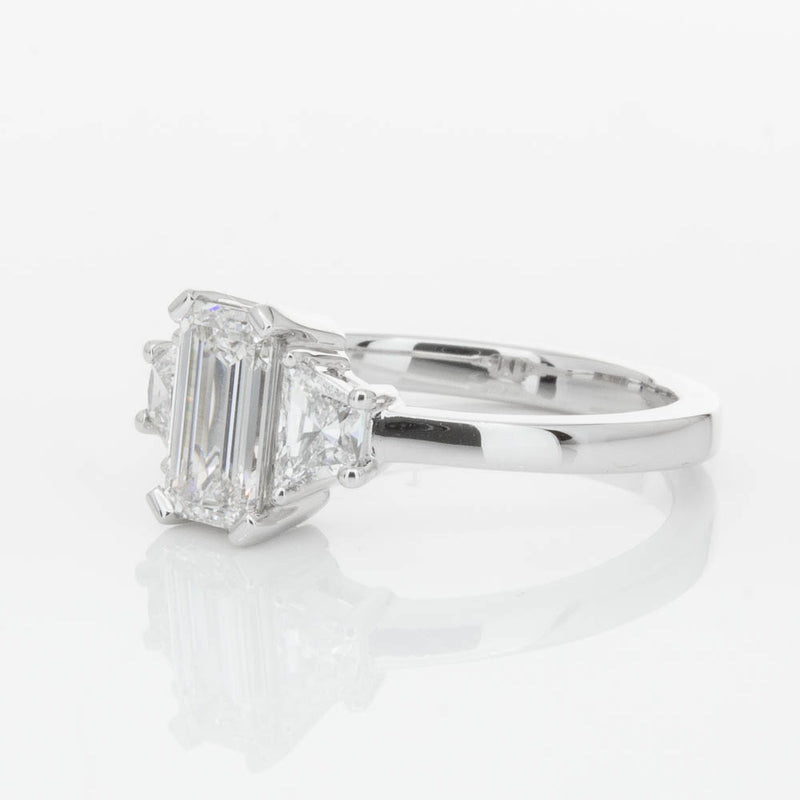 18ct White Gold Emerald Cut Diamond Odyssey Ring-Ring-Walker & Hall