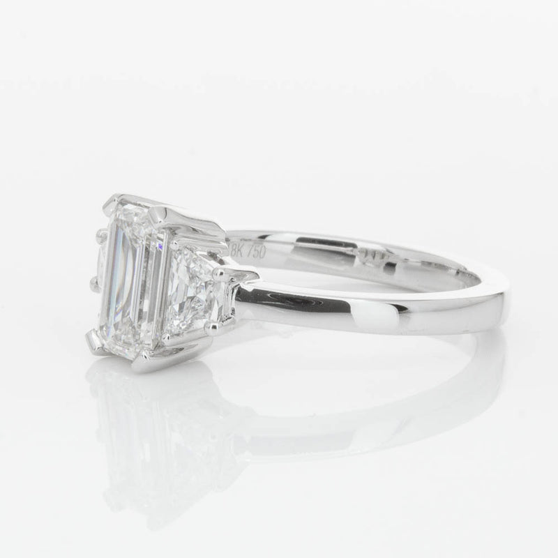 18ct White Gold Emerald Cut Diamond Odyssey Ring-Ring-Walker & Hall