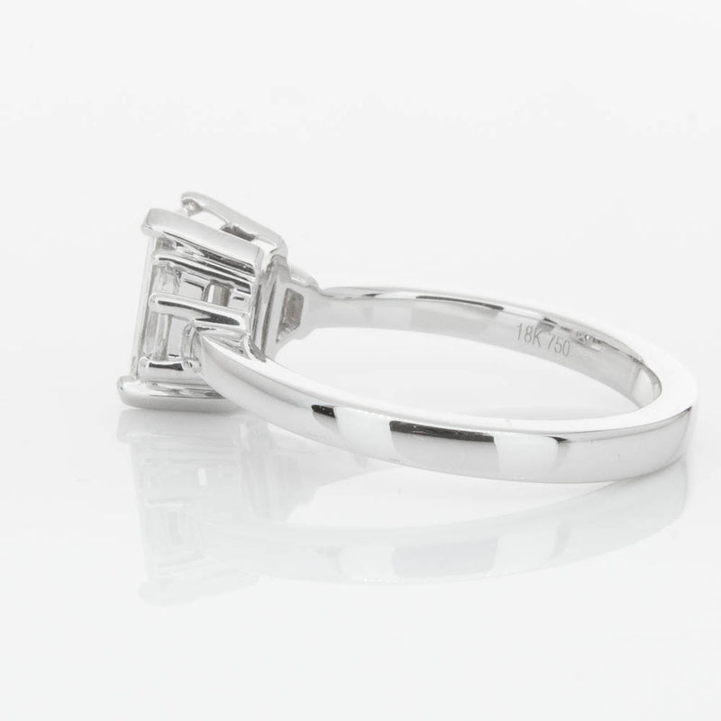 18ct White Gold Emerald Cut Diamond Odyssey Ring-Ring-Walker & Hall