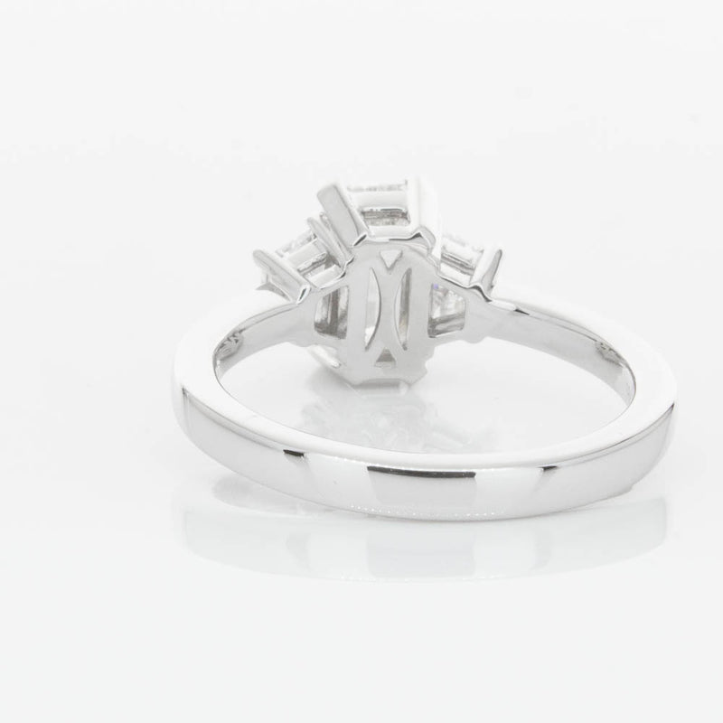 18ct White Gold Emerald Cut Diamond Odyssey Ring-Ring-Walker & Hall