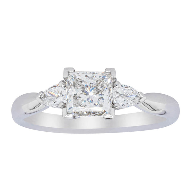 18ct White Gold 1.02ct Princess Diamond Ayla Ring - Ring - Walker & Hall